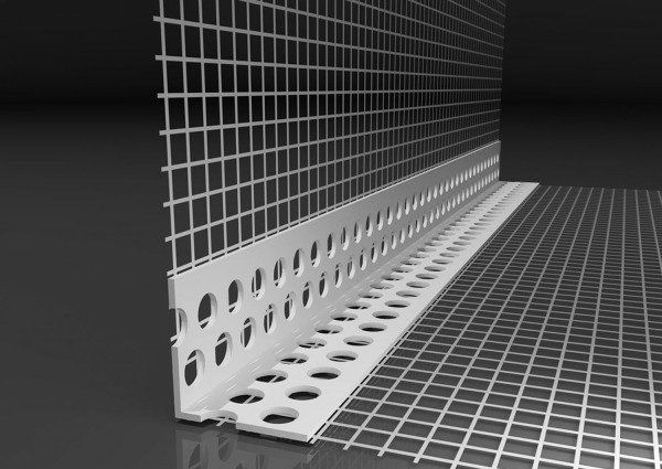 Купить уголок пвх перфориров. 23х23 2,5м с сеткой белой 8х12 в интернет-магазине "Корд".